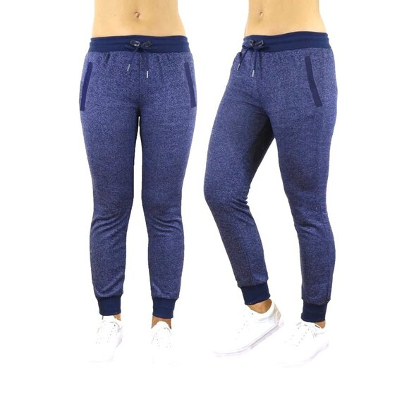 New Galaxy Womens Slim Fit Terry Jogger Heather Navy - Picture 1 of 2